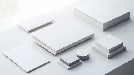 Corporate stationery set mockup at white textured paper background.