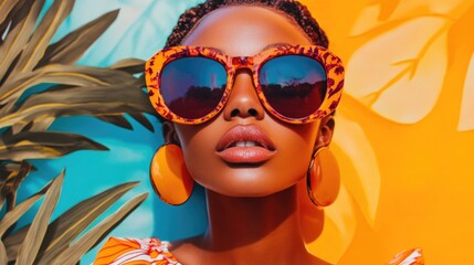 Woman in Orange Top with Sunglasses
