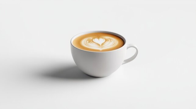 Cup of coffee latte isolated on white backgroud with clipping path