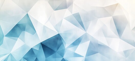 Obraz premium Geometric background with low-poly shapes. The colors include pastel whites and blues with hints of gray for contrast. This print would be suitable as wallpaper or textile material