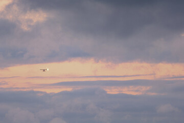 Plane in a pale sky