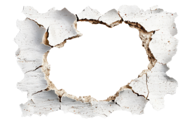 Cracked White Wall With Hole Abstract Texture Background