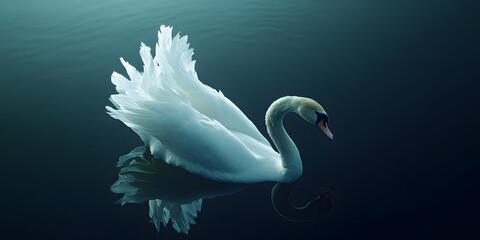 Cisne elegante nadando graciosamente