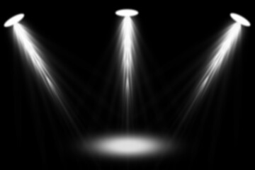 Spotlight isolated on transparent background with bokeh light dust glitter effect.