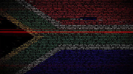 Binary code on flag of South Africa. Program source code or Hacker concept on South African flag....
