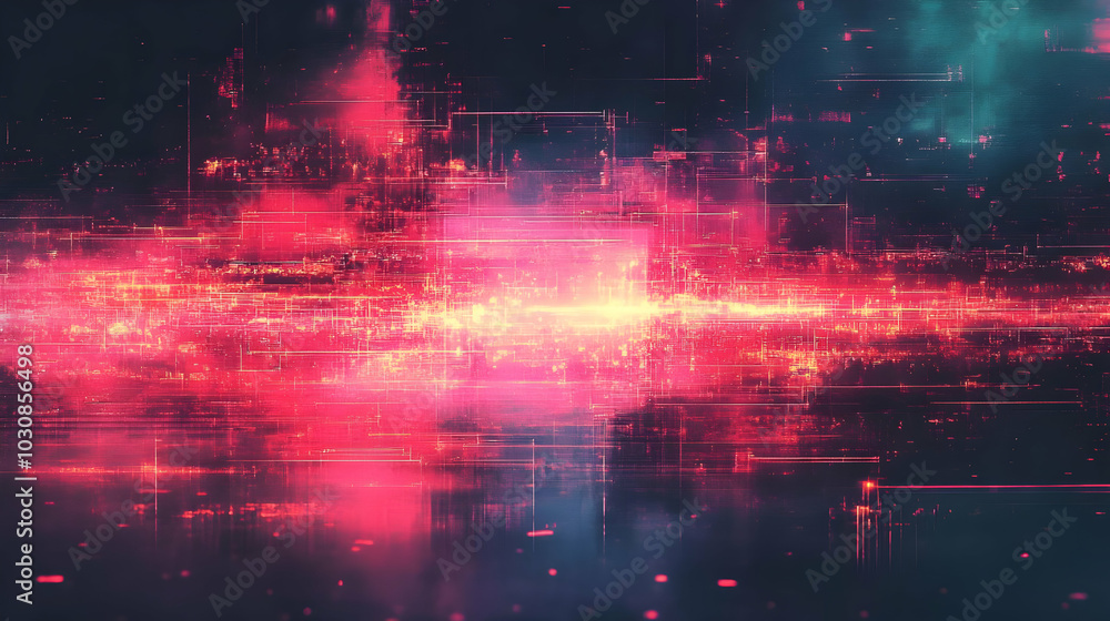 Poster abstract digital artwork with vibrant colors and patterns.