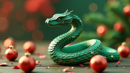 Fototapeta premium 2025 is the symbol of the Chinese New Year green snake. Lunar New Year Celebrations