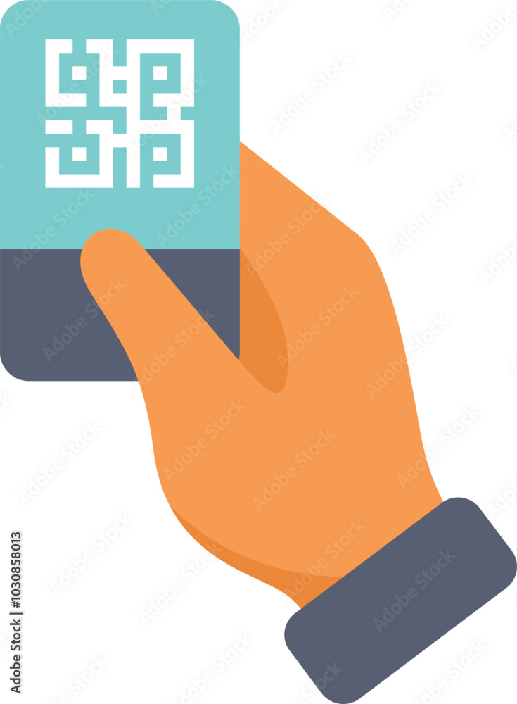 Poster hand is holding a card with a qr code, suggesting scanning for information or payment