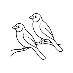 A delicate vector illustration of birds perched on a branch against a whiter background. Perfect for nature-themed designs, decorative elements, or minimalist art projects.