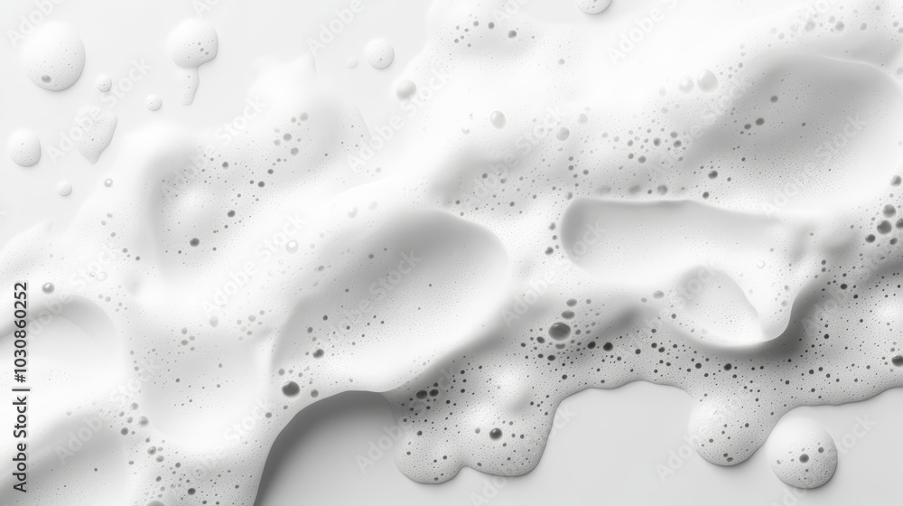 Aufkleber white foam texture flowing over a smooth surface illuminated with soft light highlighting bubbles an