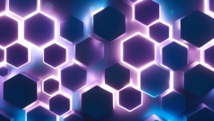 Fototapeta premium Futuristic Hexagon Glow: A Cyber Aesthetic Design, Abstract background hexagon pattern with glowing lights 