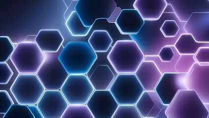 Fototapeta premium Futuristic Hexagon Glow: A Cyber Aesthetic Design, Abstract background hexagon pattern with glowing lights 