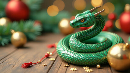 Fototapeta premium 2025 is the symbol of the Chinese New Year green snake. Lunar New Year Celebrations