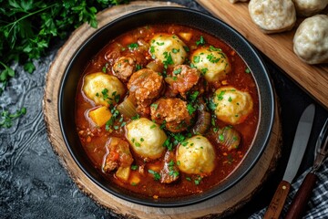 Stew with Dumplings and Bread