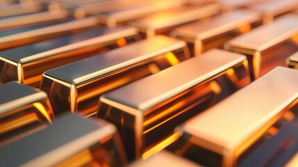 Industrial Growth Bars, upward fluctuating metallic bars representing industrial success, ideal for showcasing achievements or promotional messages in a dynamic visual format