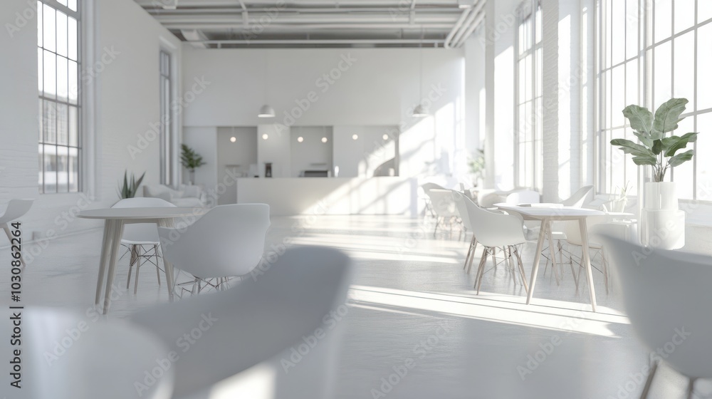 Canvas Prints White open space office interior, mock up wall