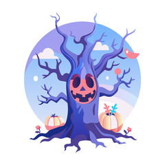 Fototapeta premium Scary tree illustration in flat style 