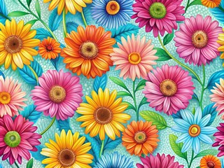 Seamless Daisy Pattern Design for Summer Textiles and Stationery - Floral Vector Illustration