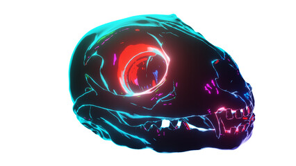 neon cat skull