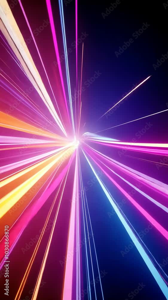 Poster vibrant neon light trails in motion, futuristic abstract background. dynamic digital energy and spee