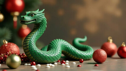 Fototapeta premium 2025 is the symbol of the Chinese New Year green snake. Lunar New Year Celebrations