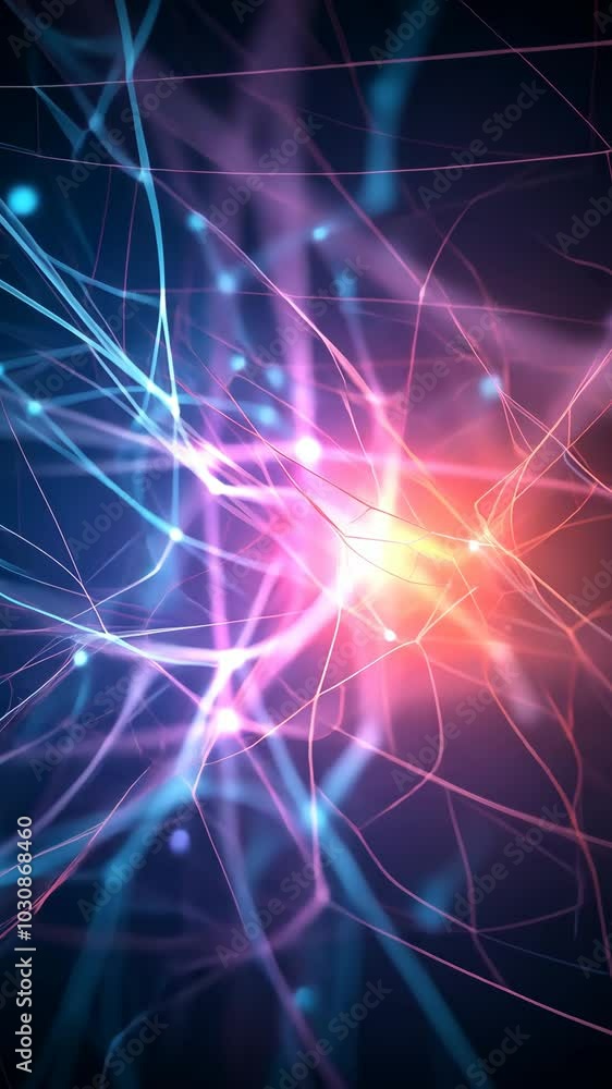 Aufkleber abstract neural network with glowing lines, digital energy flow