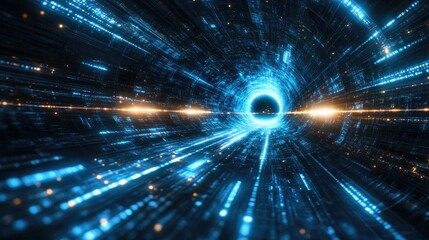 Obraz premium Futuristic data flow. Explosion effect. Hyper Speed Space Travel Concept