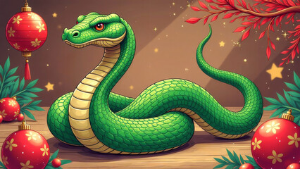 Obraz premium 2025 is the symbol of the Chinese New Year green snake. Lunar New Year Celebrations