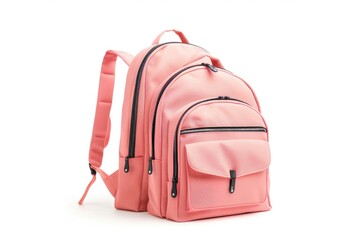 Fototapeta premium Pink Backpack on White Background