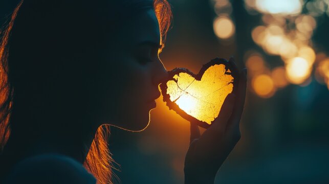 Woman holding a broken heart