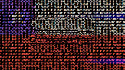 Binary code on flag of Chile. Program source code or Hacker concept on Chilean flag. Chile digital...