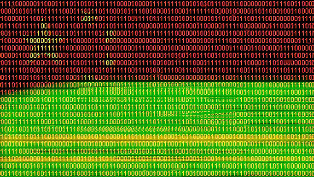 Binary code on flag of China. Program source code or Hacker concept on Chinese flag. China digital technology security, hacking or programming