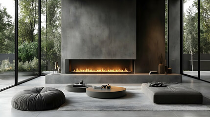 Modern living space with a minimalist design and cozy atmosphere.