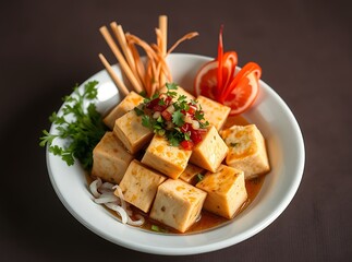 Delicious Taiwanese traditional food dish stinky tofu