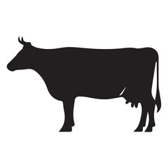 Cow black silhouette vector isolated on white background design