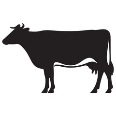 Cow black silhouette vector isolated on white background design