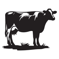 Cow black silhouette vector isolated on white background design