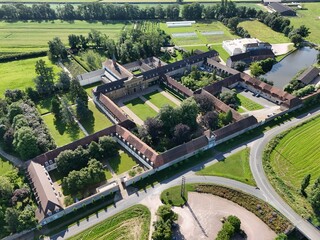 Aerial view of Sept-Fons Abbey in Burgundy, France