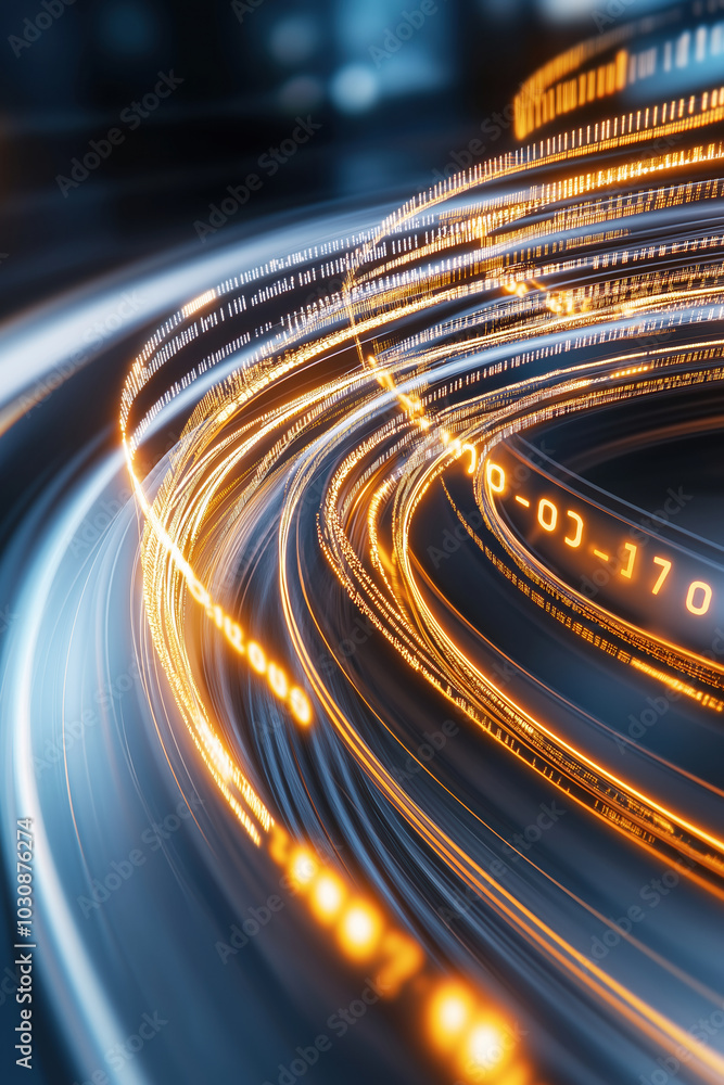 Aufkleber dynamic light trails in a digital environment showcasing movement and innovation