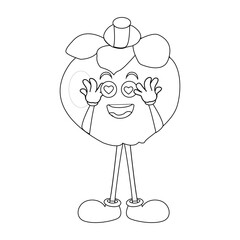 Happy Mangosteen Fruit Character Ready for Coloring