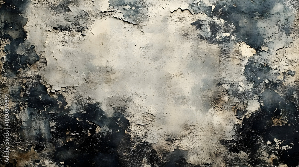 Poster abstract textured surface with muted colors and peeling layers.