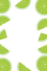 Green limes on a white background. Vector illustration with copy space.