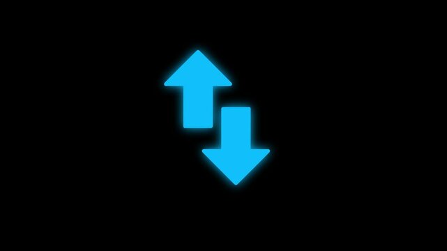 Sweep up down animation. pink color silhouette up down arrow animation, direction arrow on black background.
