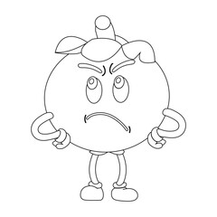 Happy Mangosteen Fruit Character Ready for Coloring