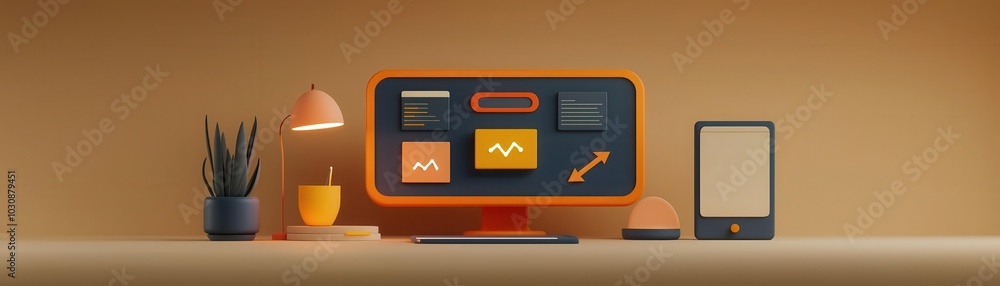 Poster interactive design studio with digital feedback boards, glowing annotations, and animated arrows sho