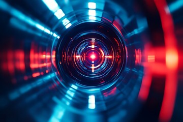 Red and Blue Light Tunnel Abstract Bokeh Background