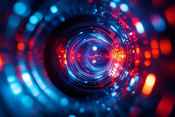 Red and Blue Light Tunnel with Bokeh Sparkle