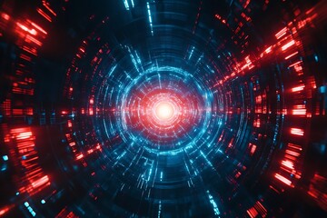 Red and Blue Neon Lights Tunnel Background Illustration