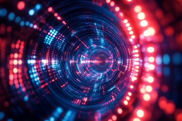 Red and Blue Neon Vortex Hypnotic Space Tunnel