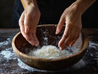 hands with flour